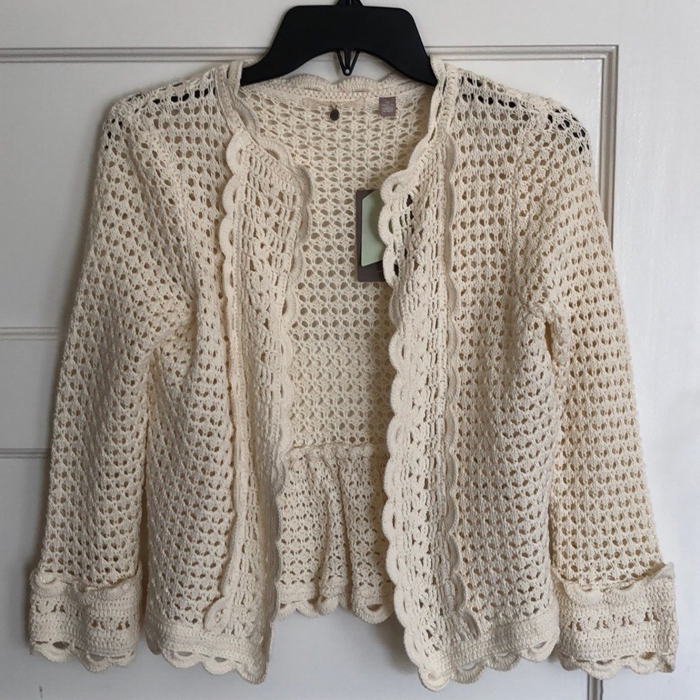 Anthropologie knitted ivory sweater size XS
